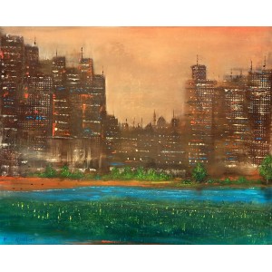 Hamid Alvi, 26 x 32 inch, Oil on Canvas, Landscape Painting, AC-HA-090